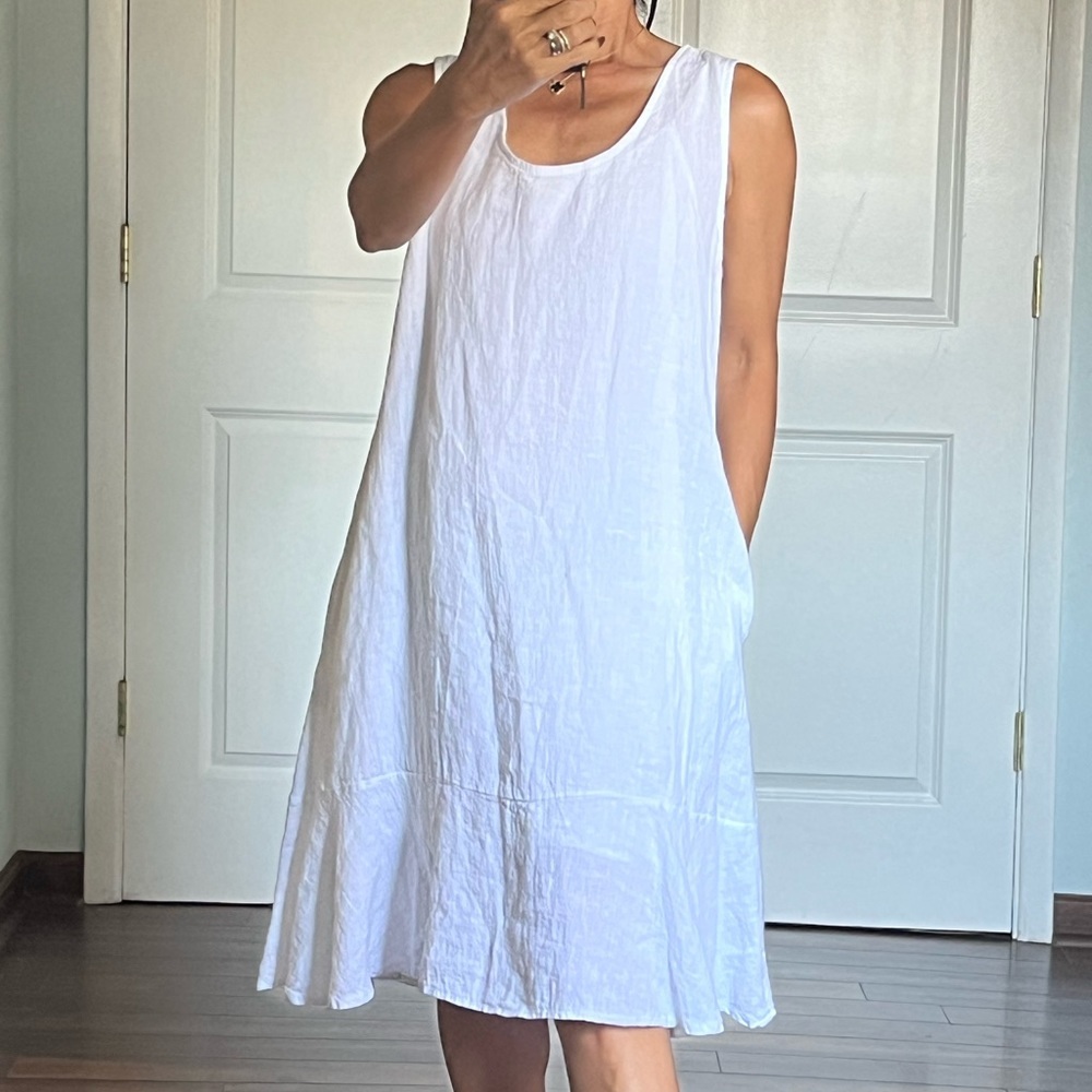 Talia Benson 100% linen tiered hem dress size S - Picture 2 of 10